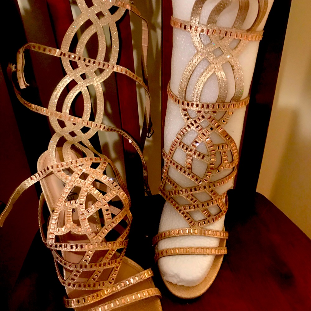 Bella Marie Rose Gold Gladiator heels